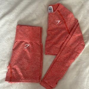 Gymshark vital seamless shorts and long sleeve set - orange marl 🍊